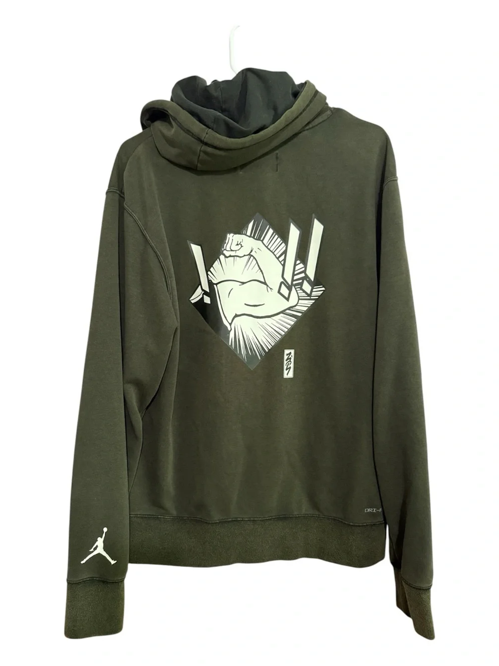 Jordan Zion Dri-FIT Performance Fleece Hoodie Olive Green Men’s Size Small